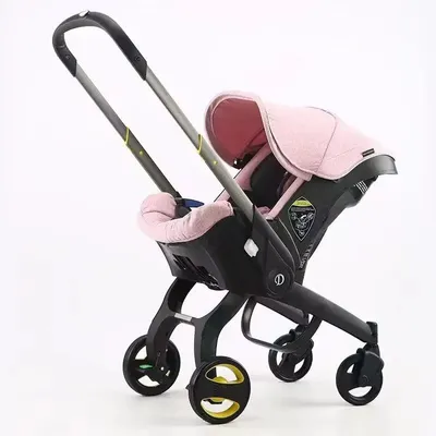 Produktbild von Kinderwagen 3-in-1 – leicht und zusammenklappbar – verstellbarer Reisekinderwagen in Rosa