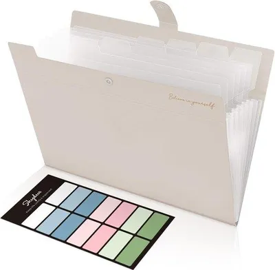 Image de Organiseur A4 extensible à 8 compartiments, marron clair, pour le bureau, la maison ou l'école