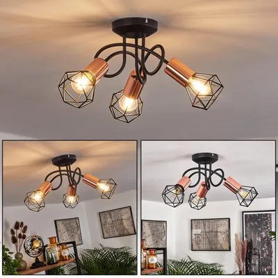 Produktbild von Borio »Borio« 3-flammige Deckenlampe aus Metall in Schwarz/Kupferfarben