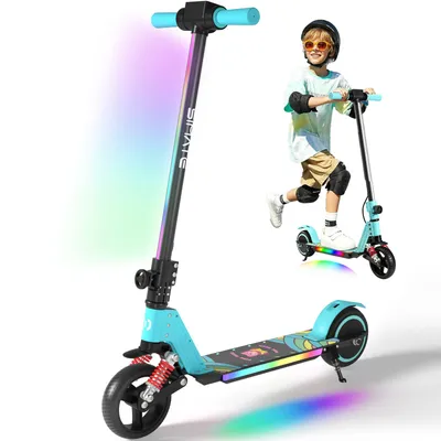 Produktbild von Elektroscooter Mit Stoßdämpfende, LED-Anzeige E Scooter Kinder, Klappbar Elektroroller Geschenk Für Kinder 6-12 Jahren - Himmelblau