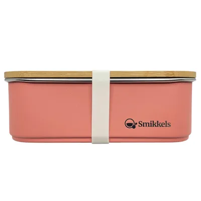 Obrázok produktu pre Smikkels box na obed z nehrdzavejúcej ocele s bambusovým vekom ružový 900 ml deti škola