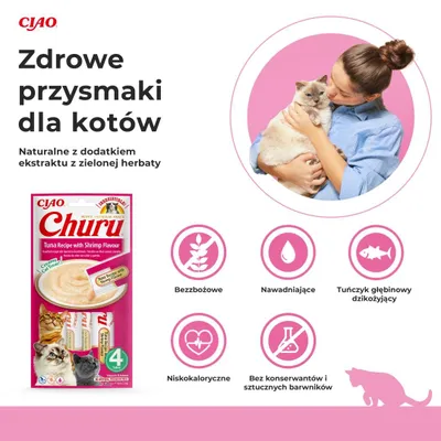Zdjęcie produktu dla INABA Churu Tuńczyk z krewetkami - przysmak dla kota - 4 x 14 g