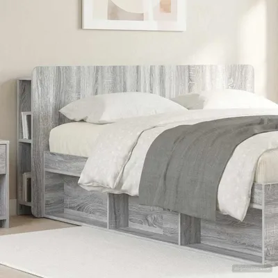 Image de Armoire de tête de lit avec rangement vidaXL, en aggloméré gris Sonoma