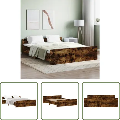 Produktbild von The Living Store Bettgestell mit Kopf- und Fußteil Räuchereiche 150x200 cm
