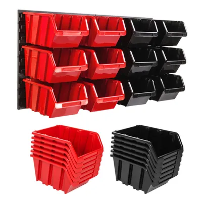 Obrázok produktu pre Skladovací systém Nástenné regály 772 x 390 mm | 12 ks. Box | Stohovacie boxy Regál na hromadné skladovanie Otvorené úložné boxy | Extra silné stenové panely | Rozšíriteľný regál | Pracovný stôl