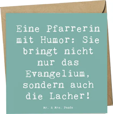 Produktbild von Mr. & Mrs. Panda Grußkarte Spruch Humorvolle Pfarrerin - Meeresbrise - Geschenk, Lachen, Klappkarte, Kirche, Dankbarkeit, Glückwunschkarte, Beruf, Liebe, Nächstenliebe