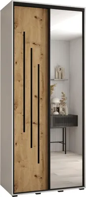 Produktbild von MEBLE KRYSPOL Davos 9 Schrank, zwei Türen - 235,2x100x60 cm - Weiß Artisan Schwarz