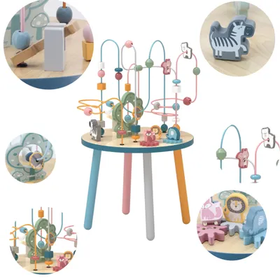 Zdjęcie produktu dla VIGA PolarB Drewniany Stolik Edukacyjny Manipulacyjny Przeplatanka Montessori