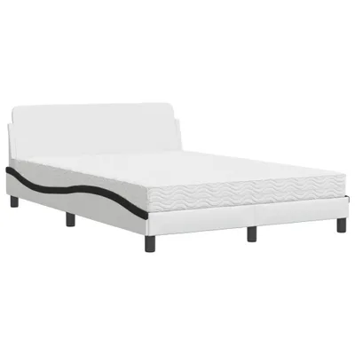 Produktbild von Bett mit Matratze "Dover" Weiß und Schwarz 140x200 cm Kunstleder