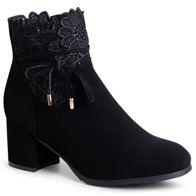 Produktbild von topschuhe24 1940 Damen Velours Stiefeletten Ankle Boots, Farbe:Schwarz, Größe:36 EU