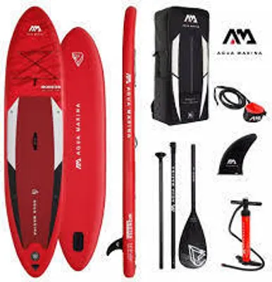 Image de Aqua Marina All-Around SUP Board 366x84 cm avec sac à dos zippé Double Action-Pompe LIQUID AIR Pagaies Attelage central rouge