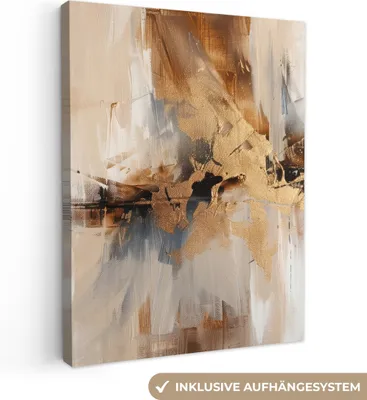Obrázek produktu pro OneMillionCanvasses® - Obrazy na plátně - Moderní - Hnědá - Abstraktní - Béžová, nástěnné umění, nástěnné dekorace Obývací pokoj, 60x80cm