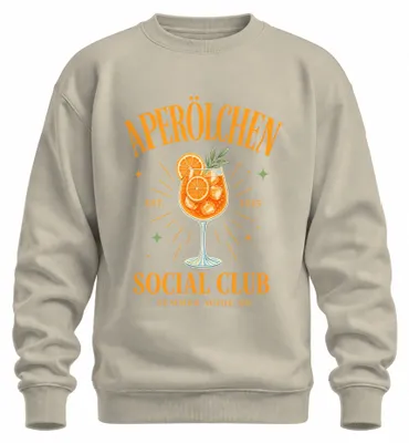 Productafbeelding van Aperölchen Social Club, zomercollectie: Spritz, meidenavond, bar, sweatshirt, trui, natuur, maat XL