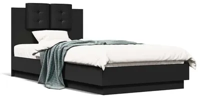 Produktbild von vidaXL Bettgestell mit Kopfteil Schwarz 90x190 cm Holzwerkstoff