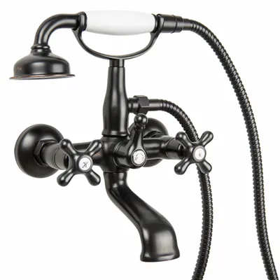 Produktbild von PaulGurkes Wannenarmatur Retro schwarz Aufputz Nostalgie Handbrause Landhausstil