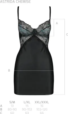 Image de PE Astrida nuisette et string noir S/M