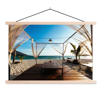 Produktbild von MuchoWow® Textilposter Strand - Luft - Meer 60x40 cm mit holzfarbenen Rahmen - Bilder