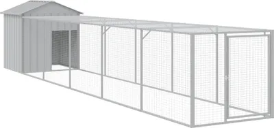 Obrázek produktu pro vidaXL Klec pro kuřata s výběhem světle šedá 117x609x123 cm ocel pozinkovaná