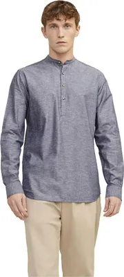 Produktbild von Jack & Jones Summer Half Placket Linen Langarmhemd Grau M Mann Grau M