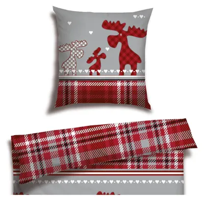 Produktbild von SCHIESSER Bettwäscheset Salous | Feinbiber | 2-teilig | Winterprint | 100 % Baumwolle | Weich & für kuschelige Nächte | YKK-Reißverschluss | 135x200 cm + 80x80 cm | Rot