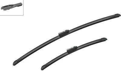 Two windshield wipers are shown against a white background.