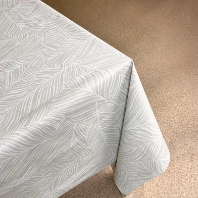 Produktbild von Wachstuchtischdecke 140x90 cm - Graue Blätter - Wachstischdecke mit wasserabweisender und lebensmittelecht PVC-Beschichtung - Outdoor-Tischdecken für Garten, Küche - Tischdecke wetterfest