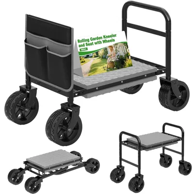 Produktbild von Kniebank Gartenkniebank Gartenkniekissen - Klappbar - Mit Werkzeugtasche und Rollen - Für Garten und Balkon