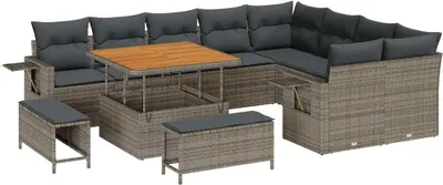 Immagine prodotto di Set divano da giardino vidaXL, 12 pezzi, grigio, in polyrattan