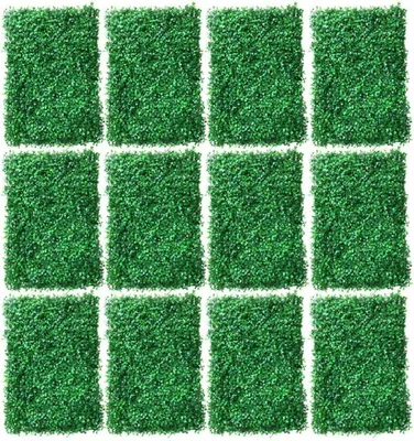 Obrázek produktu pro 12PCS Umělý živý plot Rostlinný plot Screen Zelený stěnový panel Jako Topiary Dům Dekorace Vnitřní Venkovní/Ochranné stínění Zelený listový plot pro zahradu, terasu, dvůr, balkon