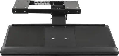 Zdjęcie produktu dla Podstawka pod klawiaturę montowana pod biurkiem – zestaw Keyboard Tray – podstawka pod mysz z 2 podkładkami, podpórka pod nadgarstki, wysuwana, regulowana, pochylana, obrotowa – czarna