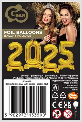 Zdjęcie produktu dla B&C Zestaw Cyfr 2025 - Efektowne balony na urodziny i jubileusze!