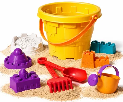 Produktbild von TK Gruppe Timo Klingler Sandspielzeug Set - Sandkastenspielzeug - mit Diversen Formen, Sieben, Rechen, Schaufel für Sandkasten & Sandförmchen für Jungen & Mädchen (11 Teilig)
