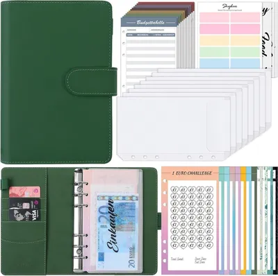 Produktbild von SKYDUE Budget Planner Deutsch Spar Challenge A6 Geld Organizer Haushaltsbuch Geldfächer Bugetplaner Startset