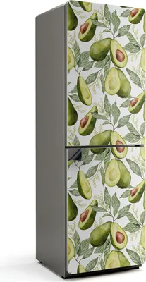 Produktbild von Avocado- und Blattmuster – Magnetische Kühlschrank Abdeckung – Dekorfolie magnetisch Küche – Kühlschrank Magnet Deko – selbstklebende Magnettafel – Magnetfolie für Kühlschranktür – 60x180 cm