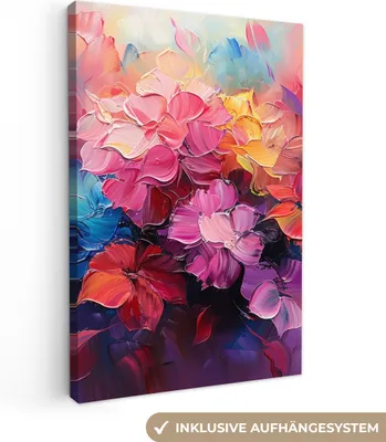Obrázek produktu pro OneMillionCanvasses® - Obrazy na plátně - Květiny - Malba - Abstraktní - Barevné, nástěnná malba, nástěnná dekorace, obývací pokoj, 60x90cm