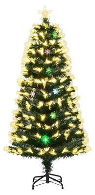 Produktbild von KOMFOTTEU künstlicher Weihnachtsbaum mit Lichtern, Tannenbaum mit 8 Lichtmodi, Christbaum mit klappbarem Sockel, Weihnachtsdekoration für Haus, Büro, Geschäf (150 cm)