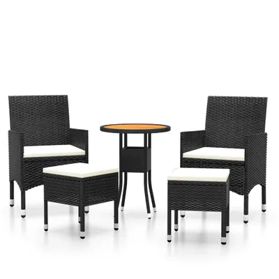 Immagine prodotto di set 5 pezzi da giardino in poly rattan nero