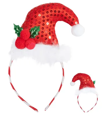 Produktbild von Pailletten Glitzer Haarreif Weihnachten Nikolausmütze Nikolaus Party