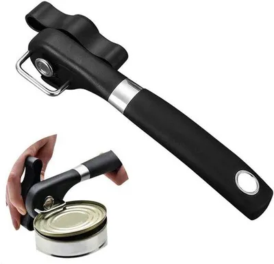 Image de Ouvre-boîte en silicone RVS sans bords tranchants - sûr - réutilisable - pour les seniors - ustensile de cuisine - noir