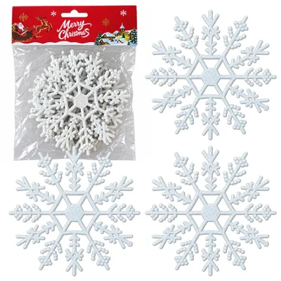 Produktbild von Schneeflocken Christbaumschmuck Anhänger Weihnachtsbaumschmuck Glitzer Weiß 3 Stück 12 cm