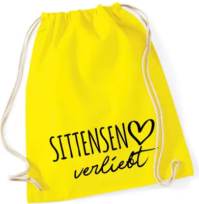 Produktbild von Huuraa Turnbeutel Sittensen verliebt 12 Liter Yellow Baumwolle Rucksack Geschenkidee