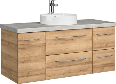 Produktbild von Badezimmer Waschtisch, 118cm, in Riviera Eiche Nb. mit Hellgrau VILLATORO-66, B/H/T ca. 118/61,2/44,5 cm