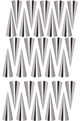 Immagine prodotto di Stampi in acciaio inossidabile per cannoli, confezione da 30 pezzi. Ideali per preparare cannoli, pane a forma di cilindro o mezzaluna. Accessori per la cucina