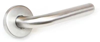 Image de Emuca - Poignées pour portes intérieures, ensemble de poignées avec rosaces pour portes de chambre, diamètre 53 mm, modèle L, acier inoxydable, nickel satiné.