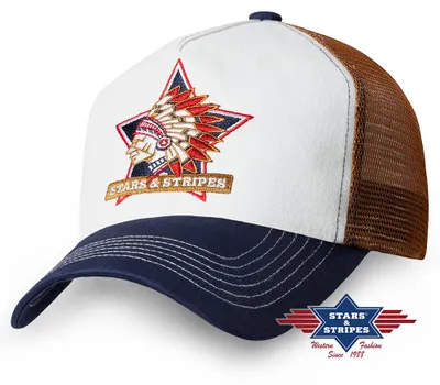 Stars & Stripes Trucker Cap Indian in blau