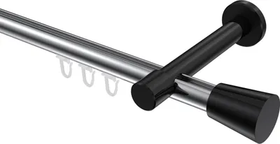 Produktbild von Interdeco Innenlaufstange / Gardinenstange mit Innenlauf Chrom / Schwarz, Typ Prestige Sitra (Konus), 20 mm Ø 1-läufig, 320 cm