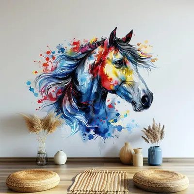 Pferdekopf im Aquarellstil – Decords Wandtattoo, Produktansicht 1