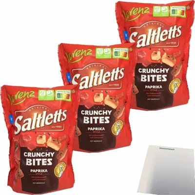 Produktbild von Lorenz Saltletts Crunchy Bites Paprika Style 3er Pack (3x100g Packung) + usy Block