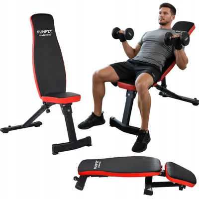 Zdjęcie produktu dla Ławka treningowa regulowana ławeczka skośna do ćwiczeń składana trening siłowy FUNFIT