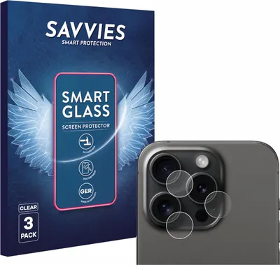 Produktbild von 3x Savvies Schutzglas Folie für Apple iPhone 15 Pro (NUR Kameraschutz) 9H Panzer Schutzfolie Glas Displayschutz klar transparent